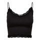 thumbnail image 1 of ONLY Top corto para mujer - ONLVICKY LACE SEAMLESS CROPPED TOP, top de tirantes, encaje Negro M/L (Medium/Large), 1 of 6