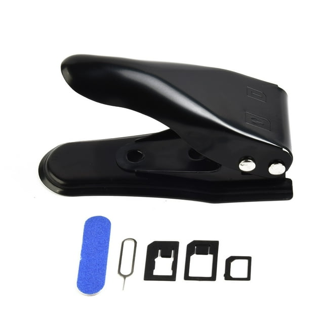 Adapter Sim Card Cutter 122*55*67Mm 5 In 1 5Pcs Alloy Steel Black Cutting Tool Eject Pin Multifunction Precise Fit