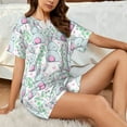 thumbnail image 6 of Womens Pajama Sets With Pocket, Cartoon Smiling Cute Rabbit Flower Lounge Sets Short Sleeve Sleepwear PJ Sets for Women, 6 of 6