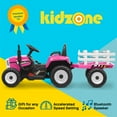 thumbnail image 2 of Kidzone 12V 7AH Treaded Tires Kids Battery Powered Electric Tractor with Trailer Toddler Ride On Toy for 3+ Years Boys & Girls, 3-Gear-Shift 7-LED Lights USB & Bluetooth Audio - Pink, 2 of 6