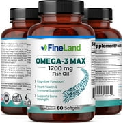 Fineland Vitamins Omega-3 Max Omega Fatty Acid Supplements Heart Health Cognitive Function 60 Softgels