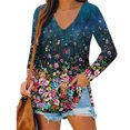 thumbnail image 2 of Camisas de manga larga para mujer, cuello en V, ajuste holgado, túnica de otoño, tops de otoño para mujer Pompotops  FGAJ8411, 2 of 5