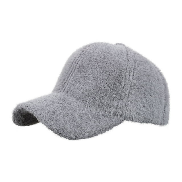 HVOBTTY Chapeau Chaud en Molleton Décontracté pour Hommes et Femmes, Chapeaux Réglables de Mode pour Dames, Couleur Unie, Gris