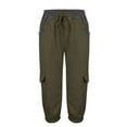thumbnail image 4 of Erwazi Women's Jogger Cargo Capris Solid High Waisted Drawstring 3/4 Length Pants with Pockets, 4 of 5
