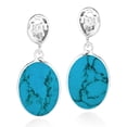 thumbnail image 3 of AeraVida Timeless Double Oval Blue Turquoise Sterling Silver Post Stud Drop Dangle Earrings, 3 of 5