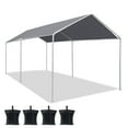 thumbnail image 5 of HIO 10'x20' Heavy Duty Carport Car Canopy Portable Garage Party Tent Storage Shed Boat Shelter with 4 pcs Sandbags, Grey, 5 of 8