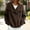 Coffee, variant on Brown Lightweight Crochet Pullover Tops Crew Neck Zip‑Up Jacket Quiet Luxury Style, Chunky Knit Texture, Winter Holiday Outfit, Easy Layering Piece, Fall Fashion Staple 3XL