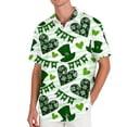 thumbnail image 2 of Domuza St Patricks Day Shirt Men Casual Irish Green Shamrock Graphics T-Shirt Summer Fashion Short Sleeve Button Down Lapel Tees Fluorescent Green 3XL, 2 of 4