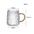 thumbnail image 2 of Tazas de vidrio texturizado Glacier de 480 ml con asas for té, capuchino, latte, zumo y leche., 2 of 7