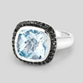 thumbnail image 4 of HauteFacets QR5744BSBTBLD-SSR-8 5.23 Carat Genuine Swiss Blue Topaz & Black Diamond 0.925 Sterling Silver Ring, 4 of 5