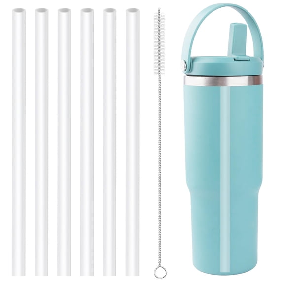 Nomad 32oz Water Bottle Straws, 6 Pack Reusable BPA Free Straws with Brush, Compatible with Insulated Tumbler, Clear