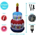 thumbnail image 2 of 4 Foot Tall Happy Birthday Cake Inflatable with Candle LED Lights Lighted Blowup Party Decoration for Outdoor Indoor Home Celebration Garden Yard Prop, 2 of 5