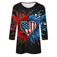 thumbnail image 5 of Elvqul Independence Day Tops for Women Patriotic American Flag Blouses 3/4 Sleeve Fourth of July Pullover Plus Size Womens T Shirts Round Neck, 5 of 6