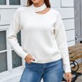 thumbnail image 5 of Smupbvky Mock Neck Sweater for Women Front Cuts Drop Shoulder Pullover Trendy Winter Cute Cuffed Long Sleeve Tops (M, White), 5 of 8