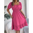 thumbnail image 4 of Summer Dresses For Women Women'S Casual A-Line Square Neck Puff Sleeve Dress Hem High Waist Midi Fitted Dress Holiday Dress, 4 of 4