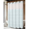 thumbnail image 4 of Teal Striped No Hook Shower Curtain Waterproof, Bathroom Curtains with Snap in Liners and See Through Top Window, Modern Abstract Art Geometric Hotel Style Bathtub Curtains Shower 72"Wx84"L, 4 of 8