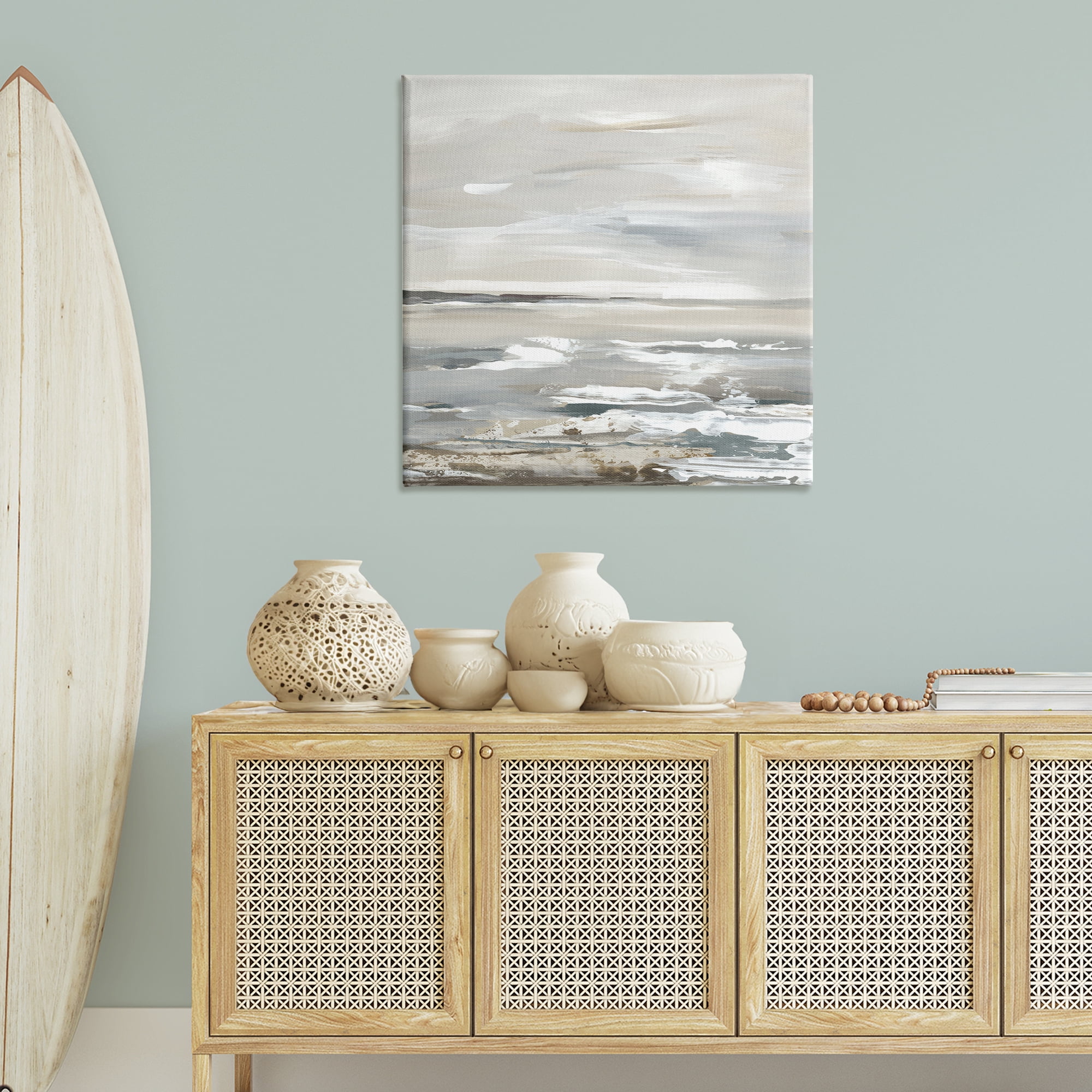 Stupell Industries White Waves Impression Landscape & Nature Painting Wrapped Canvas Art Print Wall Art, 36 x 36