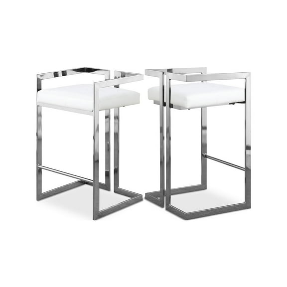 Meridian Furniture Ezra 27"H Vegan Leather Counter Stool in White (Set of 2)
