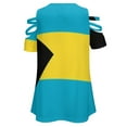 thumbnail image 5 of Bahamas Flag Womens Summer V Neck Zipper Top Short Sleeve T Shirt Off Shoulder Top Casual Classy Loose Shirts, 5 of 7