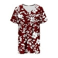 thumbnail image 6 of Womens Tops Plus Size Short Sleeved V-Neck Floral Print Pleated Casual Summer Blouse Red XXL, 6 of 6