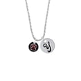 thumbnail image 2 of Delight Jewelry Silvertone Maroon Paw on Black Disc Silvertone Script Initial Disc - Y - Charm Necklace, 20"+3", 2 of 4