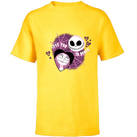 Disney The Nightmare Before Christmas Love You To Death - Short Sleeve T-Shirt for Kids - Customized-Yellow