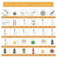thumbnail image 3 of RUVINCE 32-Piece Kids Kitchen Set with Play Food, Cooking Utensils, Pots, Pans & Cookware Toys for Boys & Girls, 3 of 8