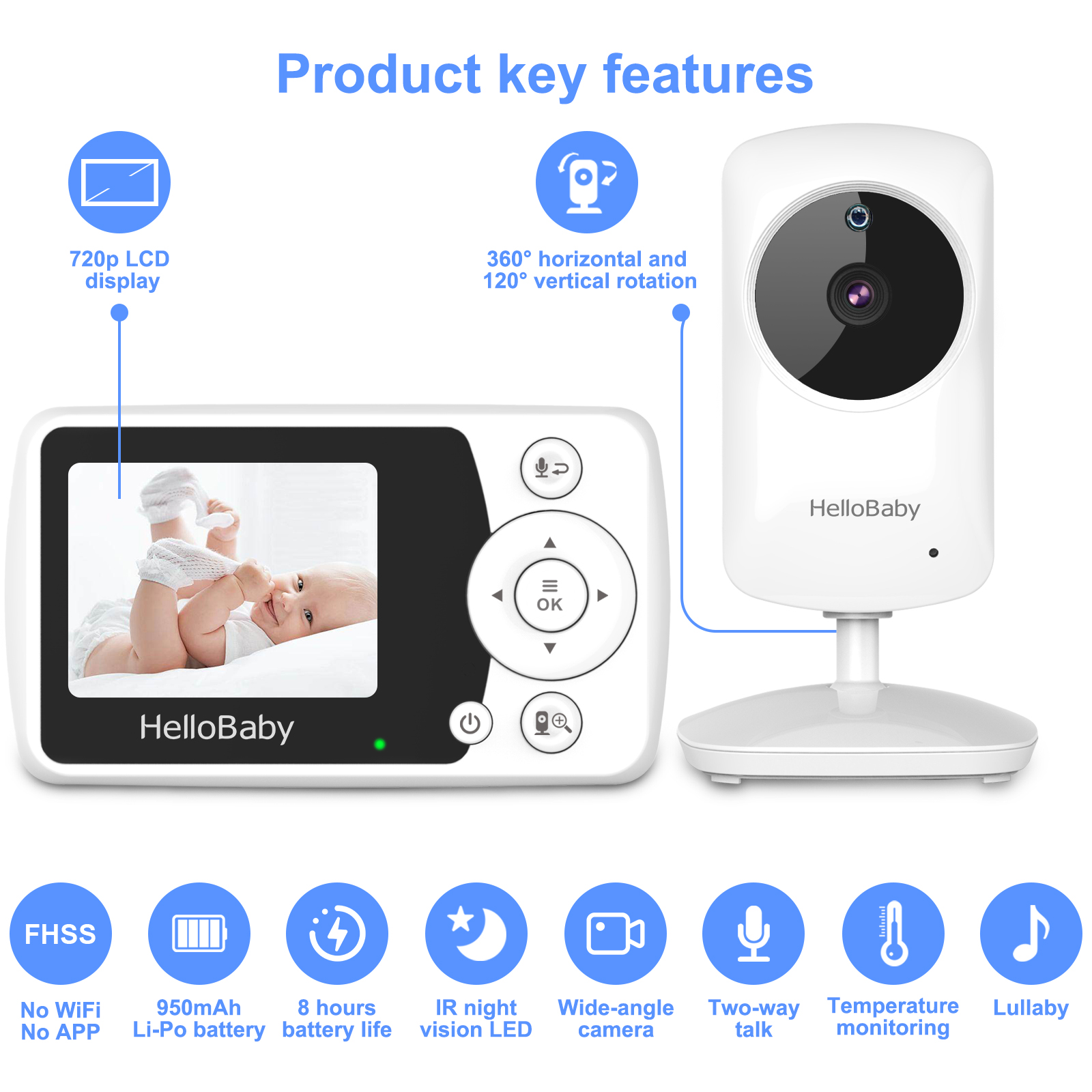 HelloBaby HB31 Video Baby Monitor with Night Vision photo 5