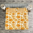 thumbnail image 3 of Ambesonne Garden Quilted Bedspread Set 3 Pcs, Hibiscus Flourish, Queen Size, Orange White, 3 of 3