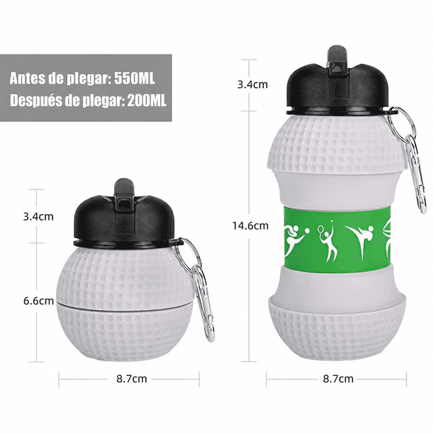Vaso de Silicona con Diseño de Pelota de Golf, 550ml Plegable, Térmico, a Prueba de Fugas, 160g