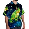 thumbnail image 2 of Starry Sky Frog Men's Short Sleeve Casual Printed Button Down Beach Shirt Summer Unisex Top, 2 of 6