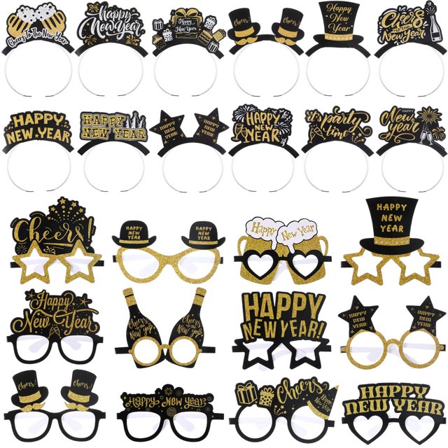 Party Favors Harrycle Happy New Year 2024 con gafas y diadema