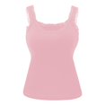 thumbnail image 3 of Women's Square Neck Lace Trim Sleeveless Slim Fit Tank Tops Y2K Going Out Camisole Shirts, #02 Pink, M, 3 of 6