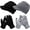 Black+Gray, variant on 2 Sets Winter Hats Gloves for Women Knit Beanie Slouchy Women Winter Brim Hat Women Touchscreen Glove Winter Beanie with Brim