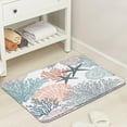 thumbnail image 2 of Nautical Coastal Bath Rug Ocean Beach Starfish Bathroom Mat Seashell Coral Watercolor Underwater Plants Summer Marine Themed Absorbent Carpet Bedroom Kitchen Floor Decor 29.5 x 17.7 in, 2 of 4
