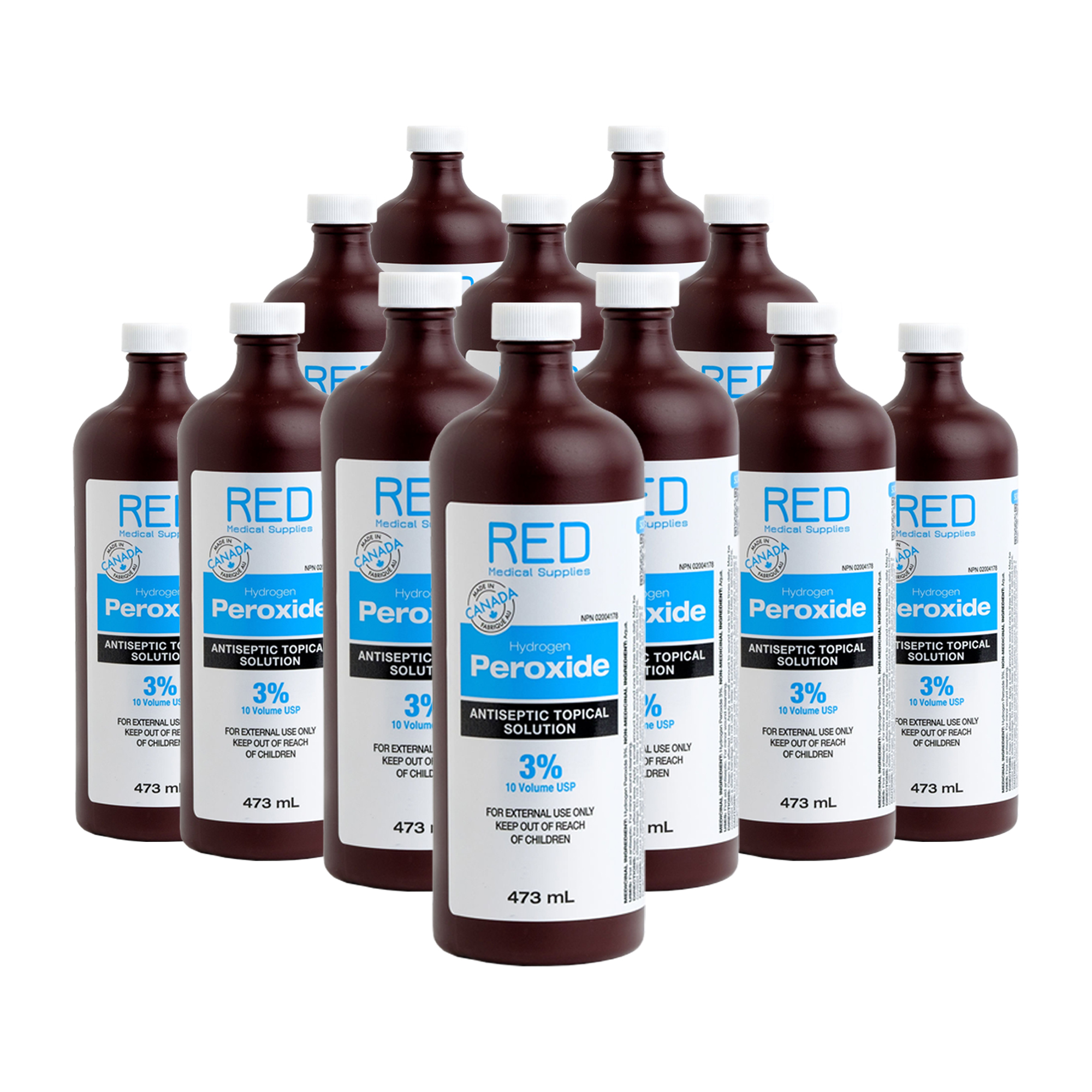12 Bottle Hydrogen Peroxide Topical Solution 3, 473ml First Aid