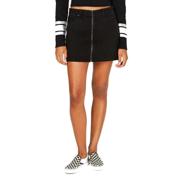 Vanilla Star Juniors’ Full-Zip Cotton Mini Skirt (Black/11)