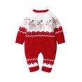 thumbnail image 3 of Newborn Baby Boy Girl's Rompers Long Sleeve Knit Christmas Sweater Romper Fall/Winter Jumpsuit Clothes Sets Red qILAKOG 0-3 Months, 3 of 6