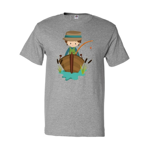 Inktastic Fishing Boy, Fisherman, Fishing Rod, Brown Hair T-Shirt