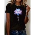 thumbnail image 1 of Floral Print Crew Neck T-shirt, Casual Short Sleeve Top For Spring & Summer, Women's Clothing, 1 of 1