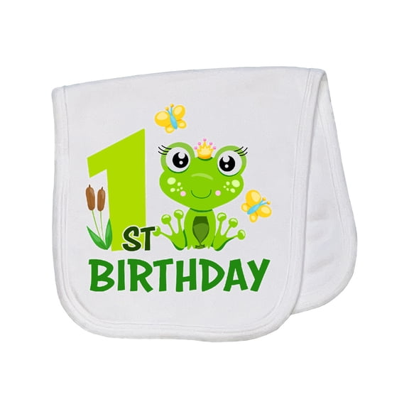 Inktastic 1st Birthday Princess Frog Baby Burp Cloth