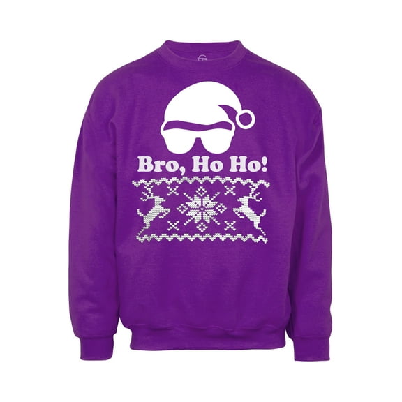 Mens Bro Ho Ho Deer Ugly Christmas Ugly Sweatshirt - Purple - Small
