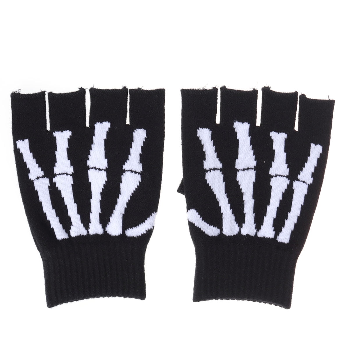 Unisex Finger Skeleton Pattern Knit Gloves Skull Bone Gloves