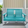 thumbnail image 6 of LOYALICE 2 Person Outdoor HDPE Hanging Porch Swing Bench Chair with Cup Holder, Turquoise, 6 of 8