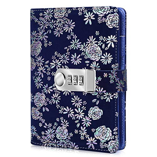 Deep Blue ARRLSDB Lock Journal Combination Lock Writing Travel Diary A5 PU Leather Password Notebook Locking Personal Diary 