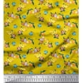 thumbnail image 1 of Soimoi Yellow Japan Crepe Satin Fabric Flowers & Mix Fruits Printed Fabric 1 Yard 42 Inch Wide, 1 of 1