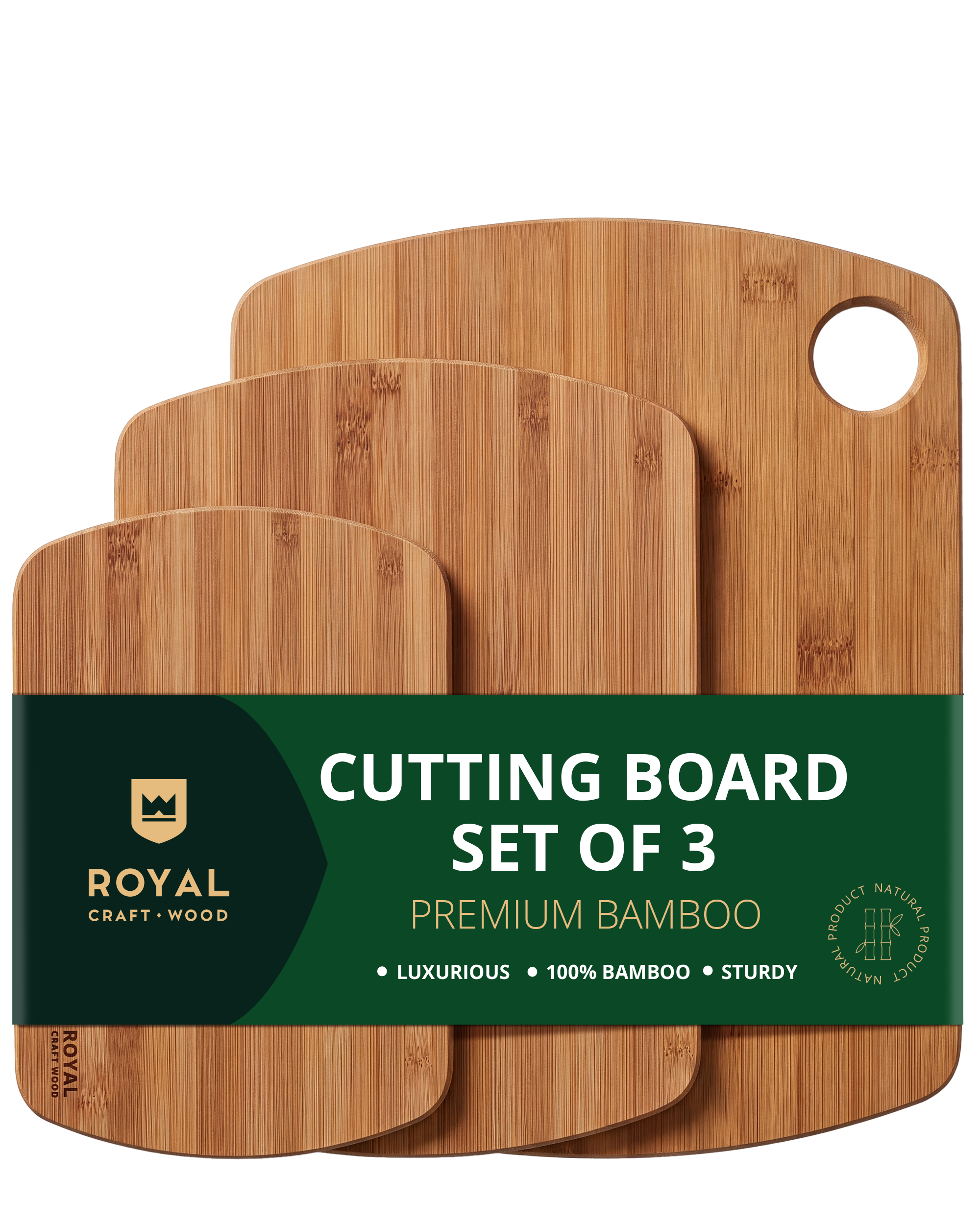 Royal Craft Wood Carbonized Bamboo Cutting Board Set photo 1