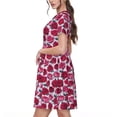 thumbnail image 2 of Rateoe Rose Flowers Pattern Women’s Short Sleeve Dress – Casual Elegant Summer A-Line Dress for Everyday Wear, 2 of 6
