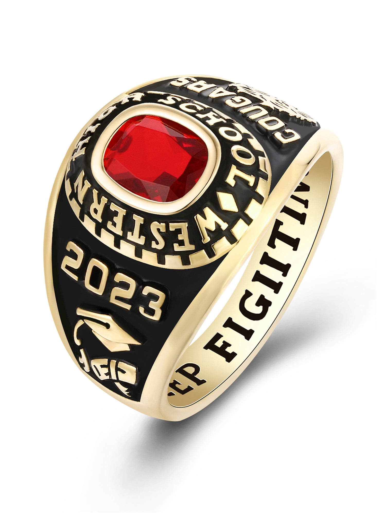 Mementos USA Custom Class Rings Sterling Silver for Women High School College-Gold-Ultimate