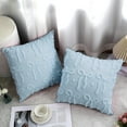 thumbnail image 2 of COOKCOK Bow Throw Pillow Covers 18x18 Set of 2 Decorative Pillow Covers Soft Plush Faux Wool Aesthetic Pillowcases Preppy Room Decor for Bed Sofa Couch Living Room, Blue, 2 of 7